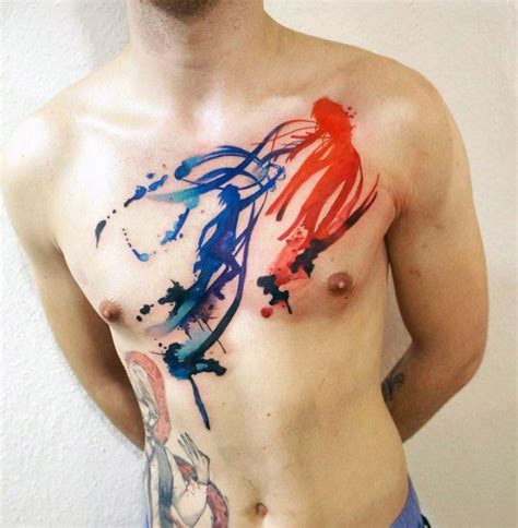 anime chest tattoos for men|minimalist anime tattoo.